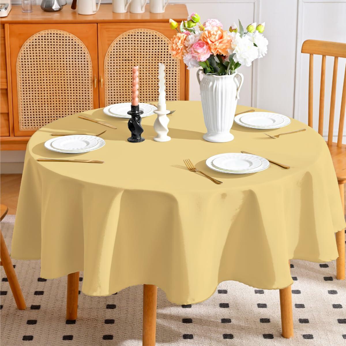 Aironment Round Tablecloth Water Stain Resistant 70 Inch Black