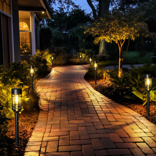 GIGALUMI Solar Pathway Lights 16 Pack Waterproof Warm White Outdoor Garden