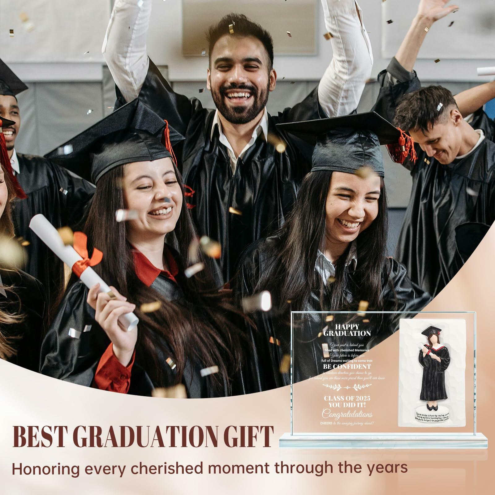 Crystal Graduate Figurine Plaque 4x6 Inspirational Graduation Gift 2025
