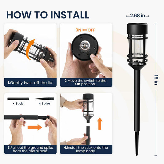 GIGALUMI Solar Pathway Lights 16 Pack Waterproof Warm White Outdoor Garden