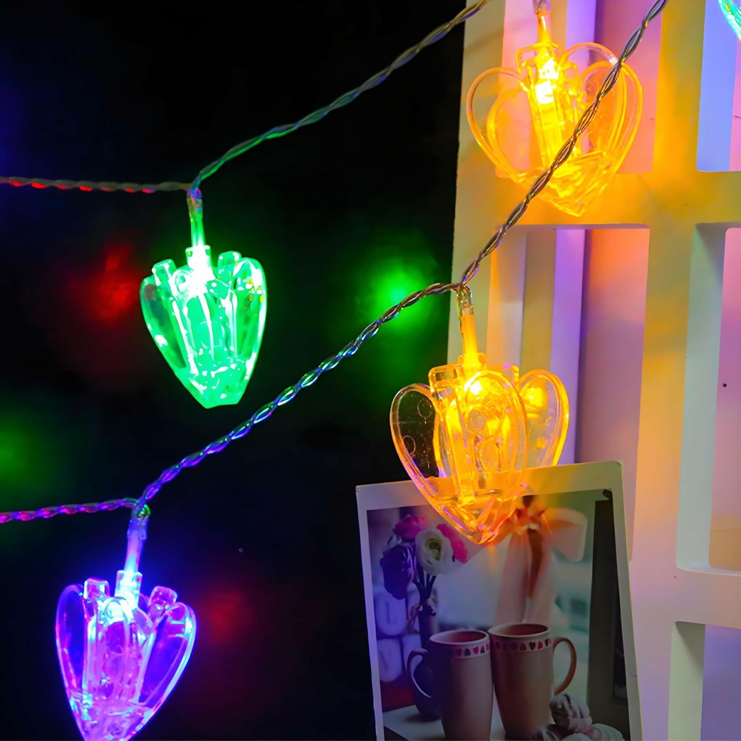 Heart Photo Clips String Light 10Ft Battery Fairy Lights Colorful Decor