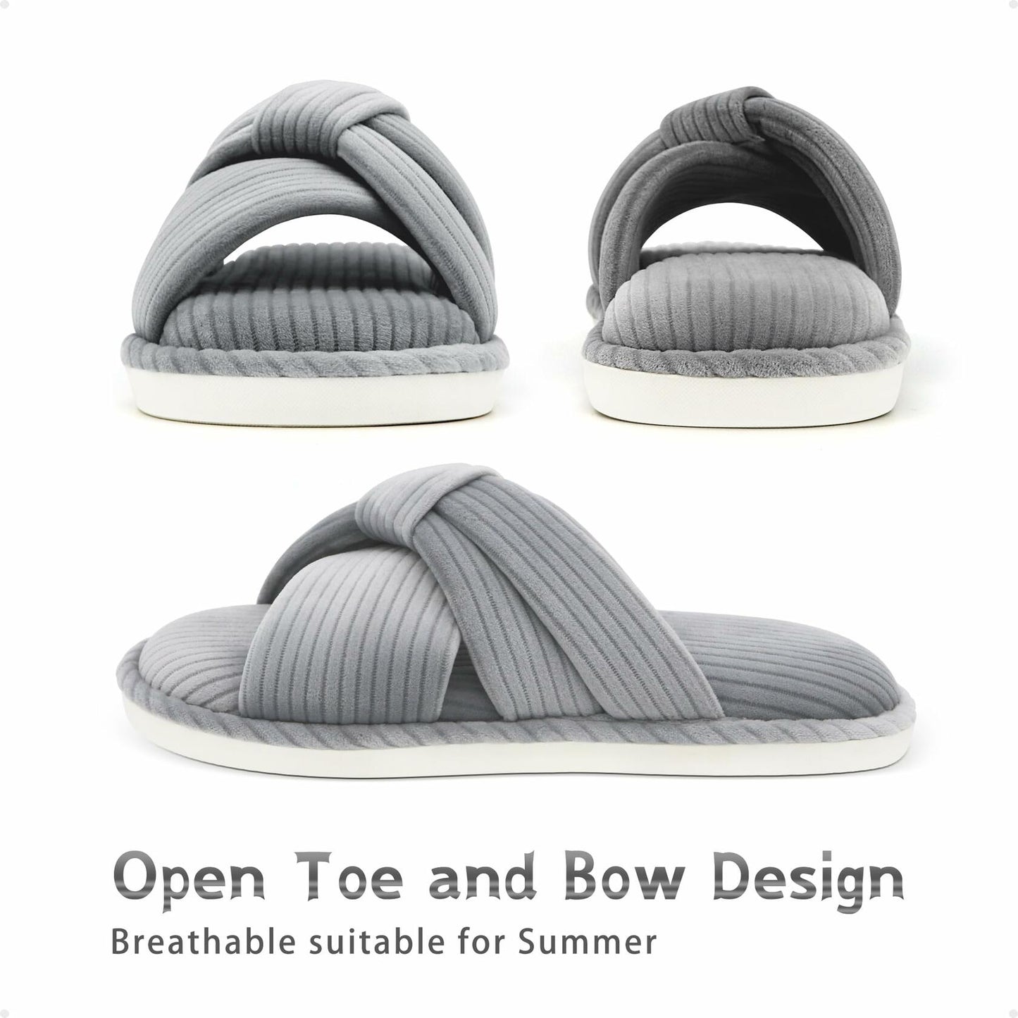 Gecgucy Women's Open Toe Crossband House Slippers Size 8-9