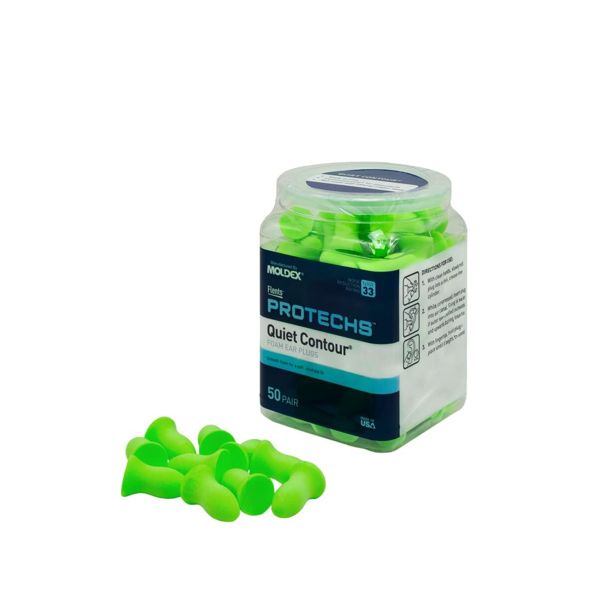 Flents Protechs Foam Ear Plugs NRR 33 Noise Cancelling Green 50 Pair