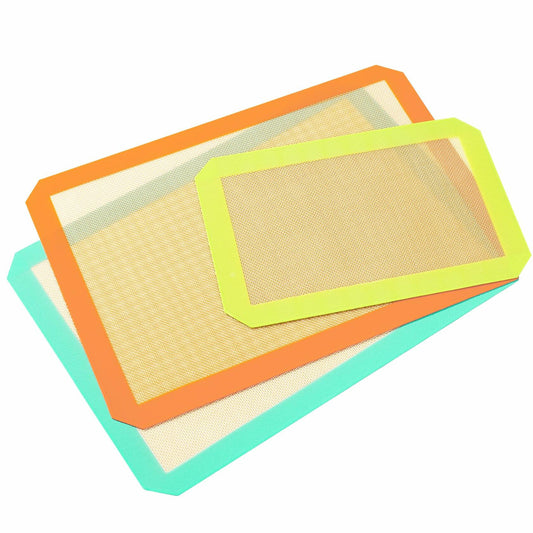 Colorful Silicone Baking Mat Non Stick Food Safe Reusable 3 Pk Orange Blue Green