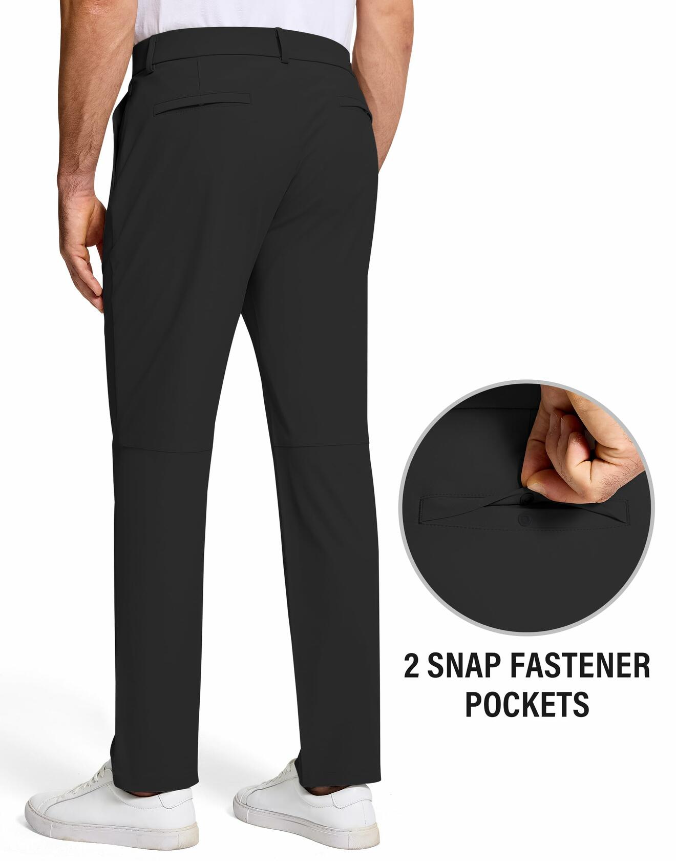 SERAMY Mens Golf Dress Pants Slim Fit Stretch Quick Dry Light Khaki Size 35