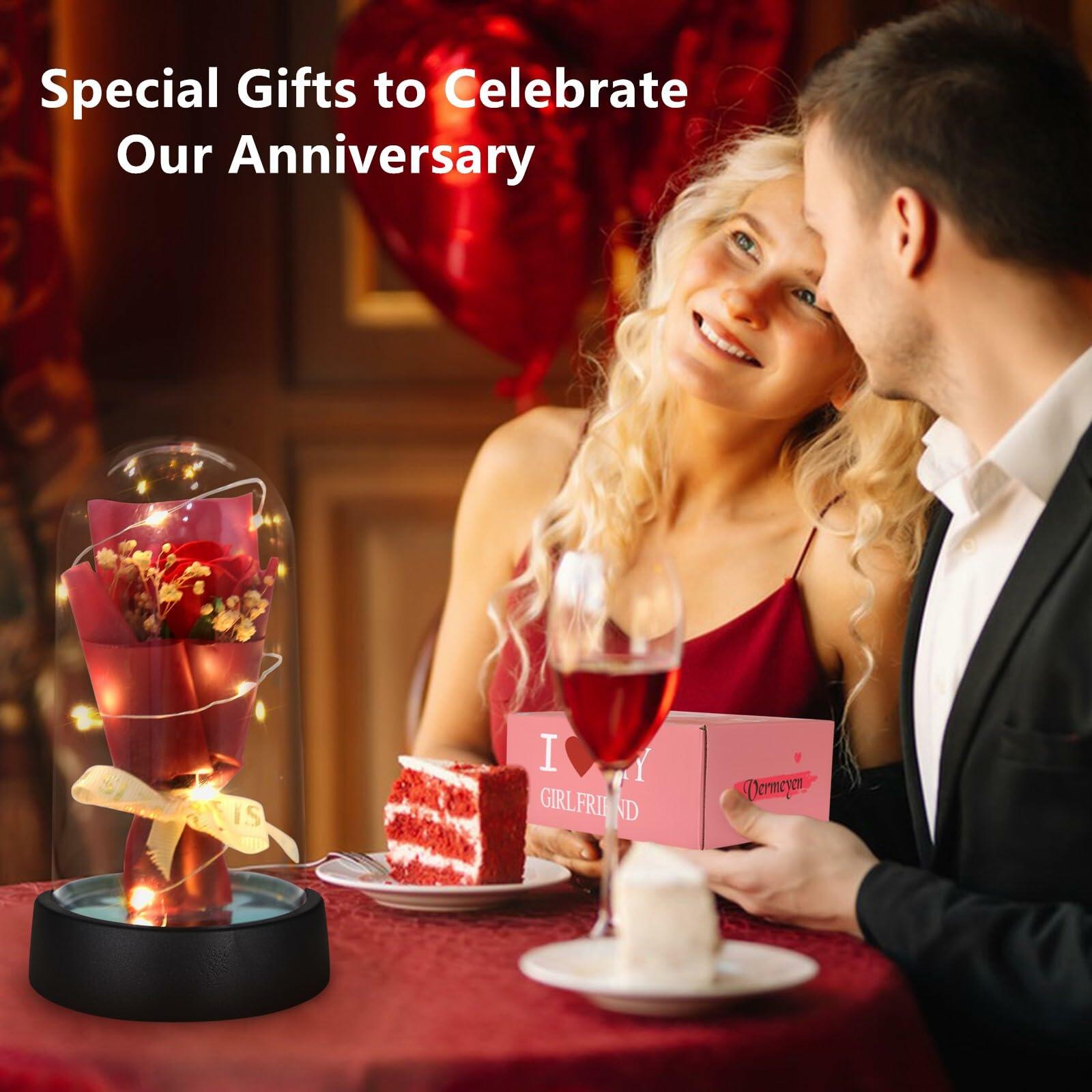 6PCS Valentines Gift Box Women 12oz Wine Tumbler Rose Socks Candle