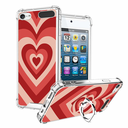 OOK iPod Touch 5/6/7 Gen Case Ring Holder Soft TPU Shockproof Red Heart