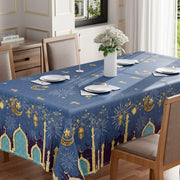 BOTB Eid Al-Fitr Ramadan Tablecloth Green Castle Lantern 60x84 Inch
