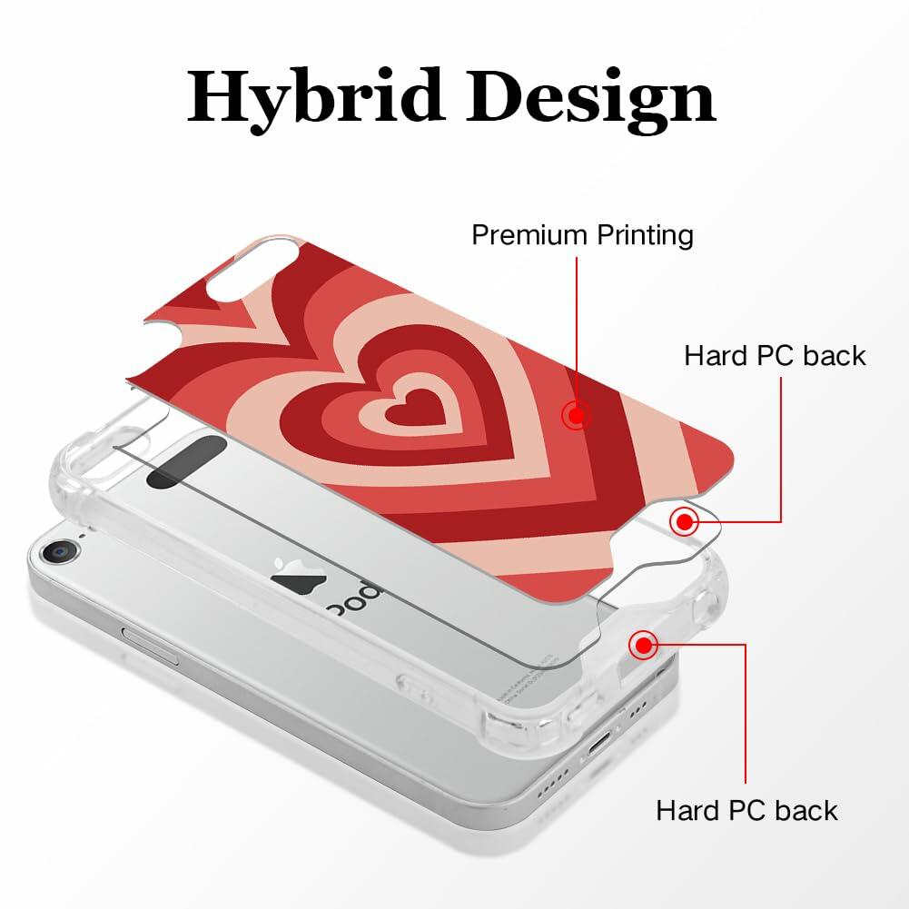 OOK iPod Touch 5/6/7 Gen Case Ring Holder Soft TPU Shockproof Red Heart