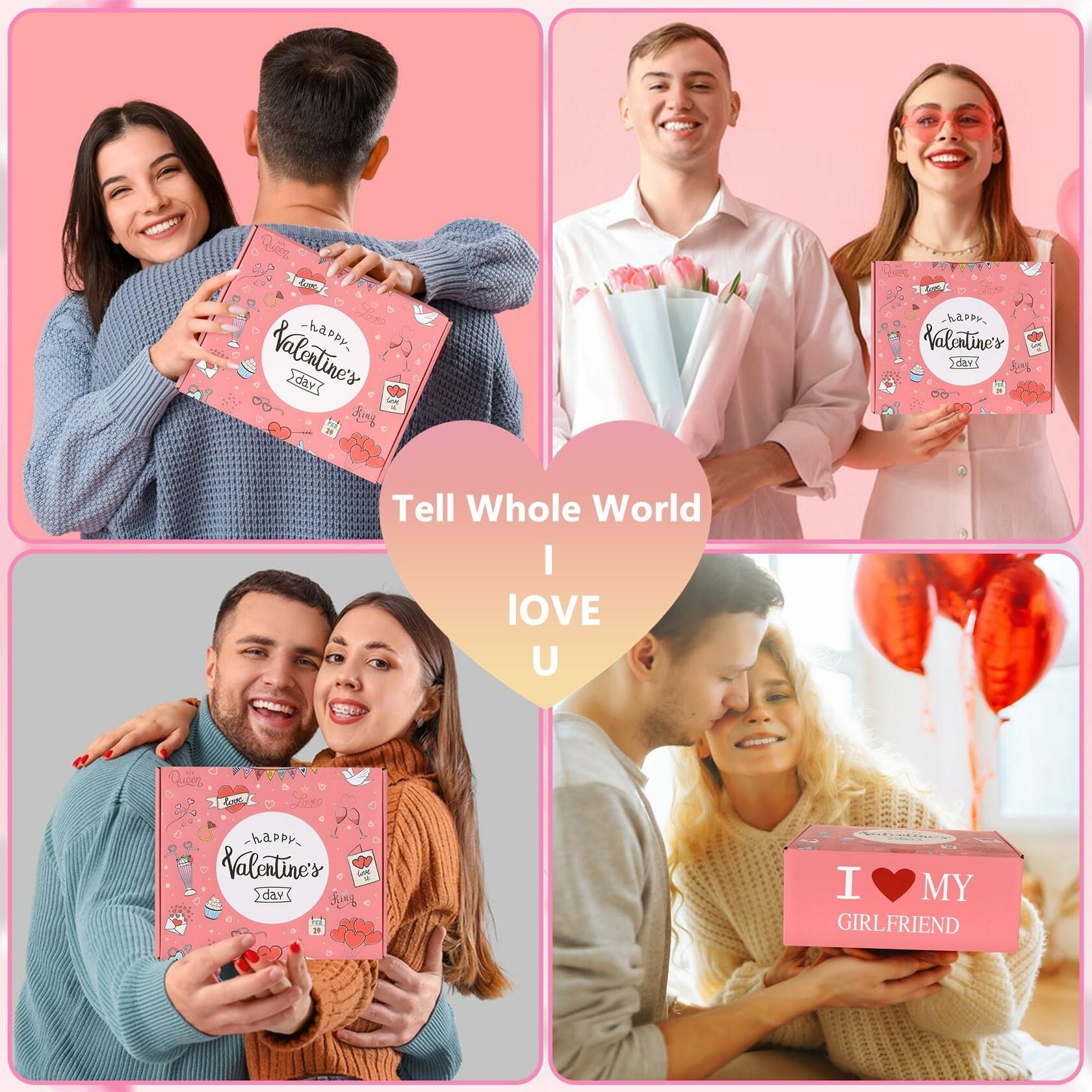 6PCS Valentines Gift Box Women 12oz Wine Tumbler Rose Socks Candle