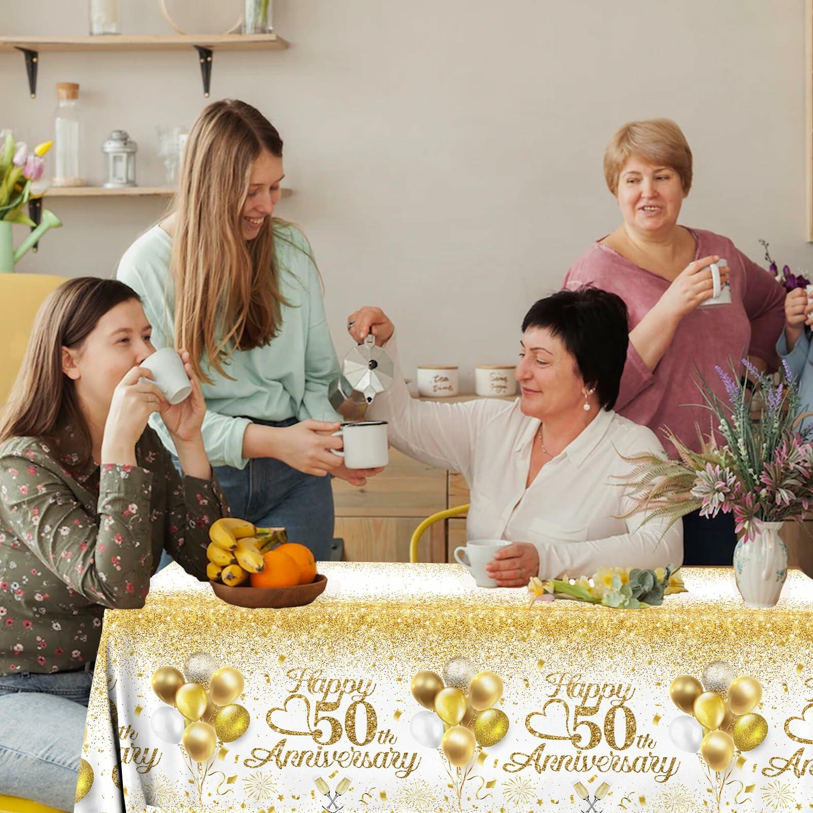 Dydamud Nautical Birthday Tablecloth 3pcs Waterproof Navy Blue Red Stripe