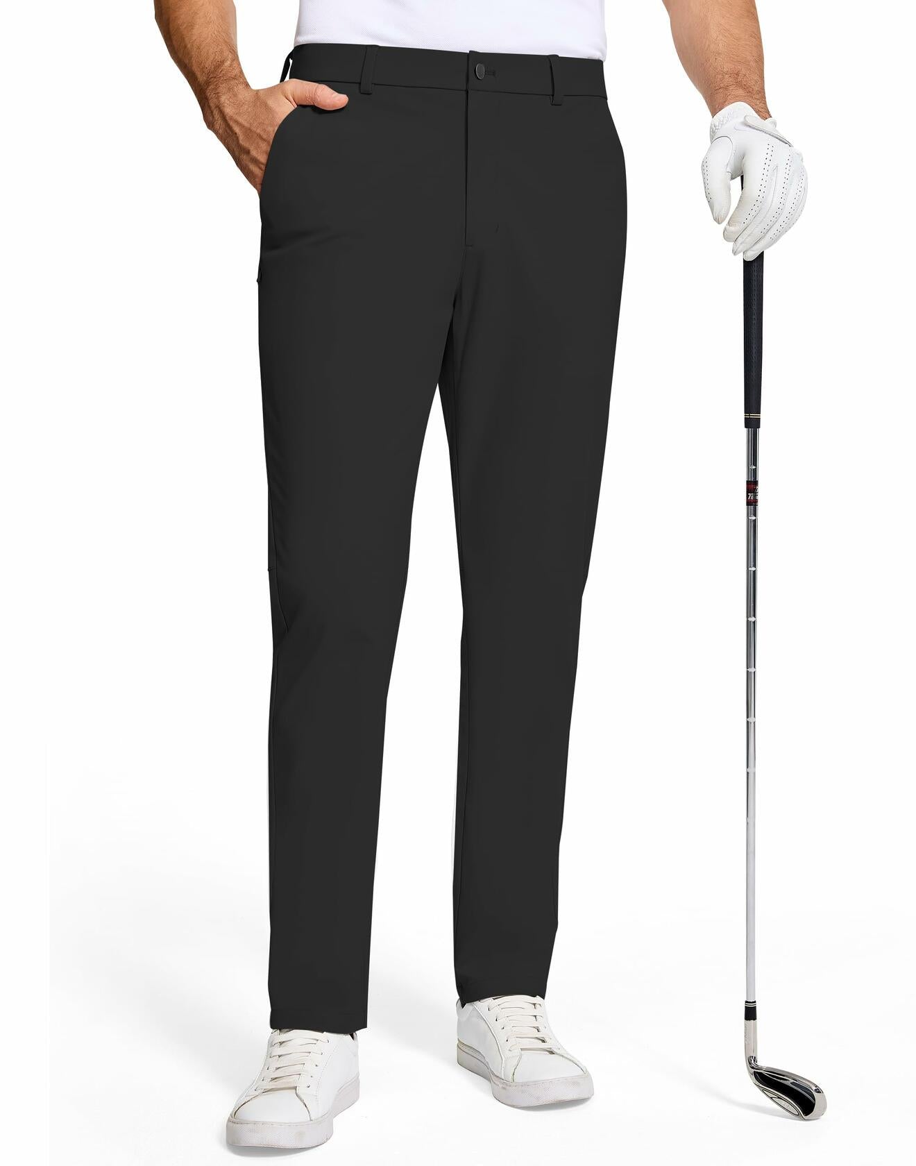 SERAMY Mens Golf Dress Pants Slim Fit Stretch Quick Dry Light Khaki Size 35