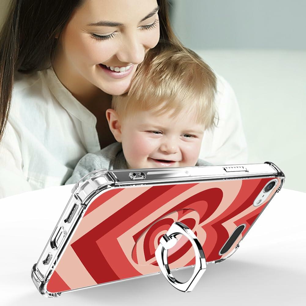 OOK iPod Touch 5/6/7 Gen Case Ring Holder Soft TPU Shockproof Red Heart