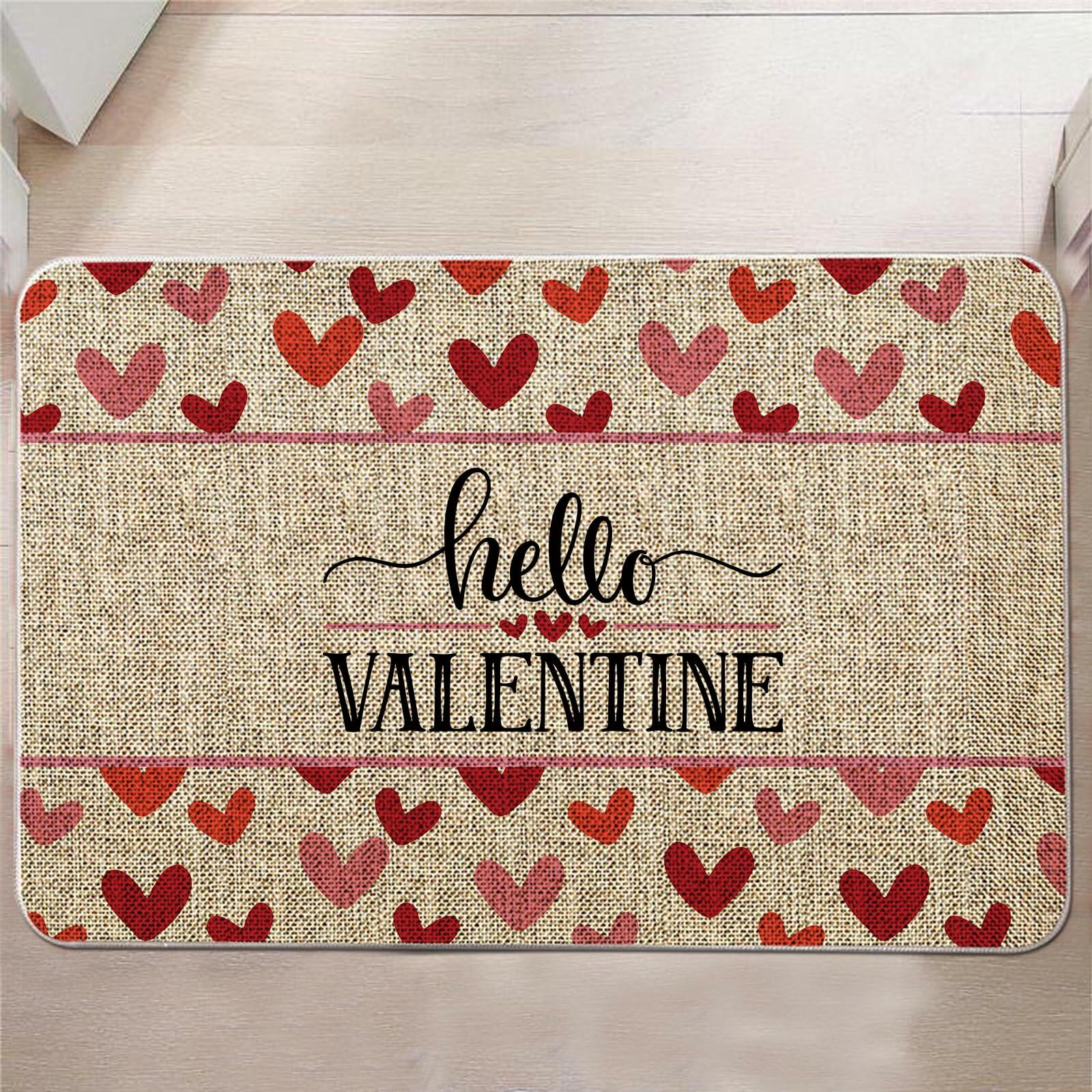 GAGEC Valentines Day Door Mat Rug Hello Valentine Heart Welcome 17x27 Inch