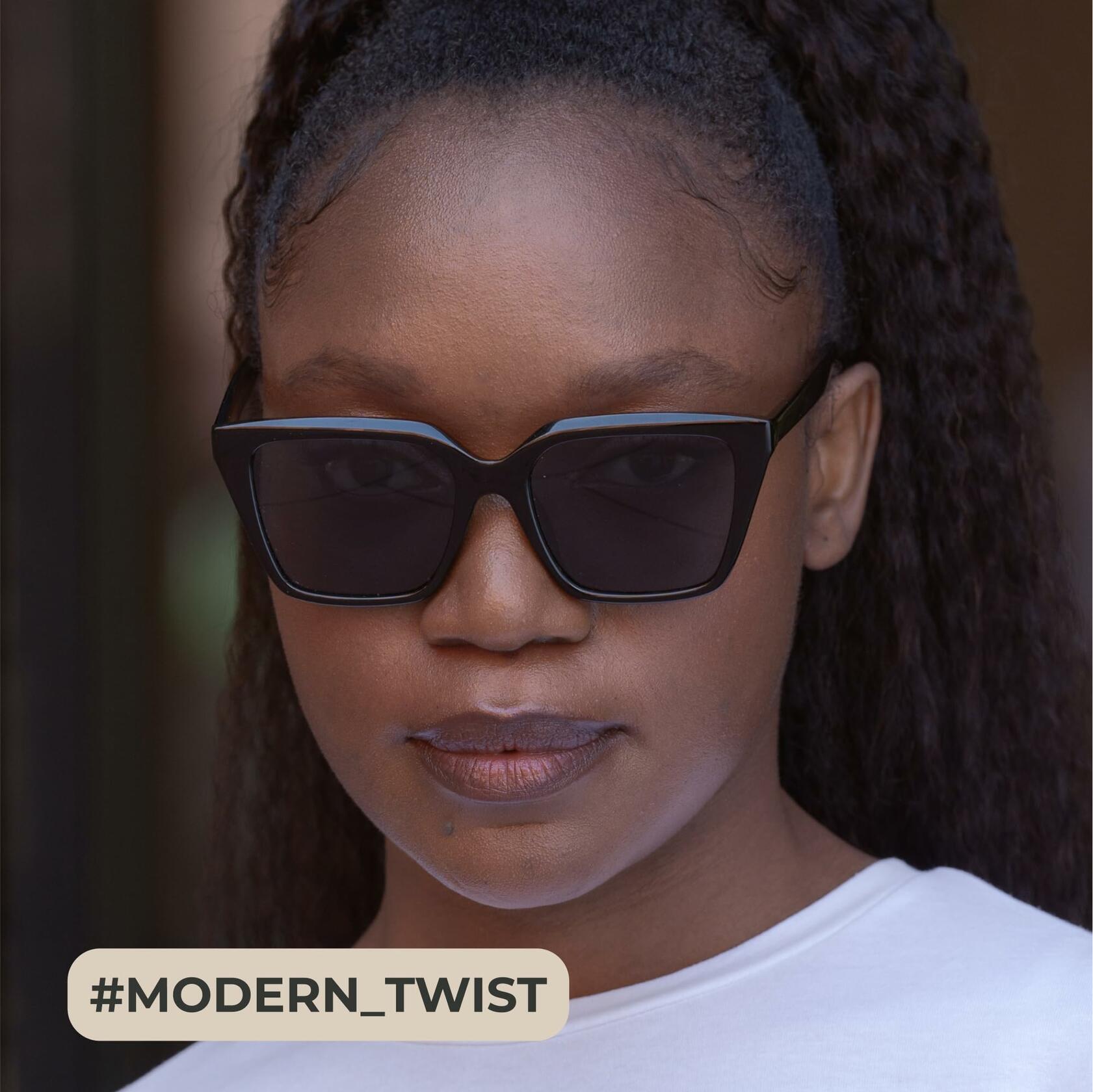 miyya Cat Eye Polarized Sunglasses Women UV Protection Black