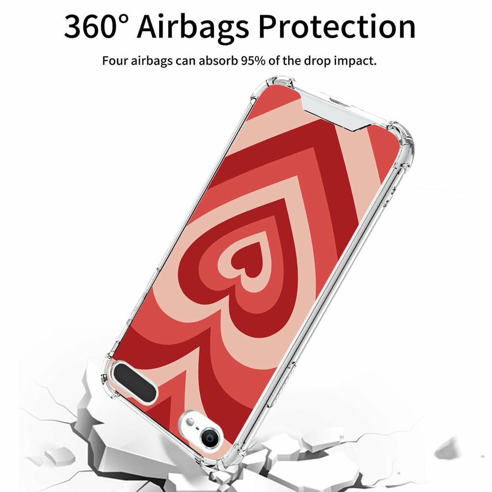 OOK iPod Touch 5/6/7 Gen Case Ring Holder Soft TPU Shockproof Red Heart