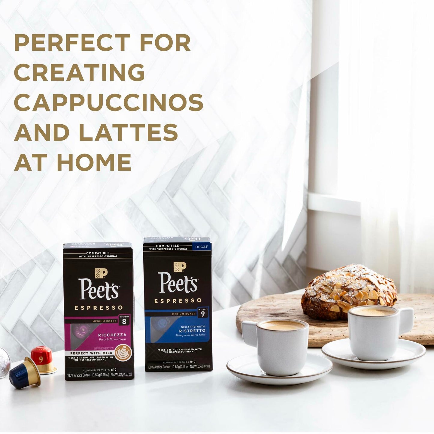 BestBy07/25 Peet's Coffee Espresso Capsules Variety Pack Dark Medium 50ct