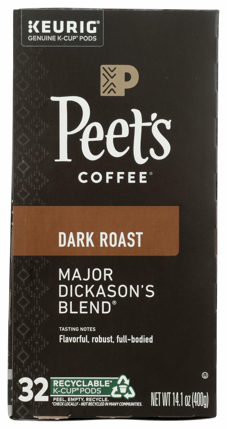 BestBy05/25/25 Peet's Coffee Major Dickasons 32 K Cups Dark Roast