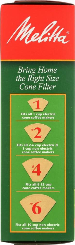 Melitta #2 Natural Brown Cone Coffee Filters 100 Count