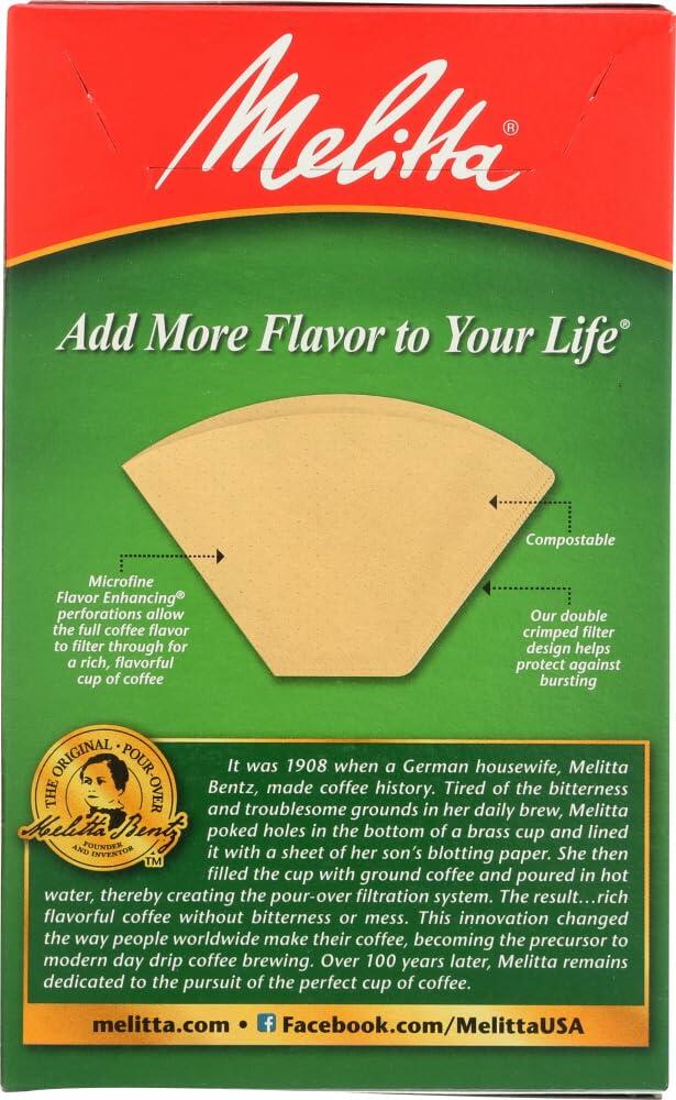 Melitta #2 Natural Brown Cone Coffee Filters 100 Count