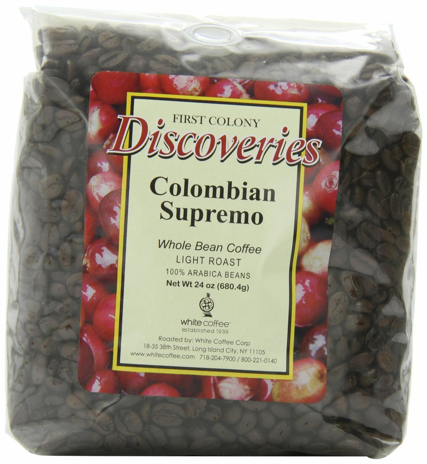 BestBy01/26 First Colony Colombian Supremo Whole Bean Coffee 24oz