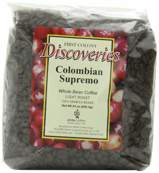 BestBy01/26 First Colony Colombian Supremo Whole Bean Coffee 24oz
