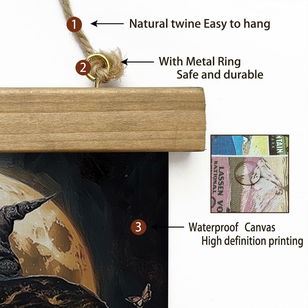 XIAOAIKA Halloween Witch Canvas Poster Wooden Hanger 16x23 Wall Art