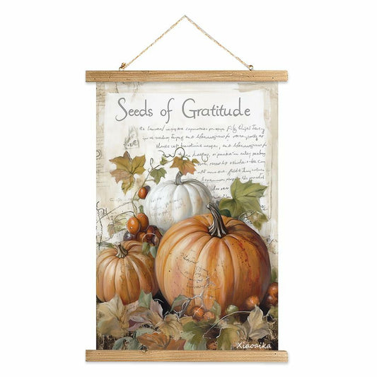 XIAOAIKA Vintage Pumpkin Thanksgiving Poster Wall Art Rustic 16x23