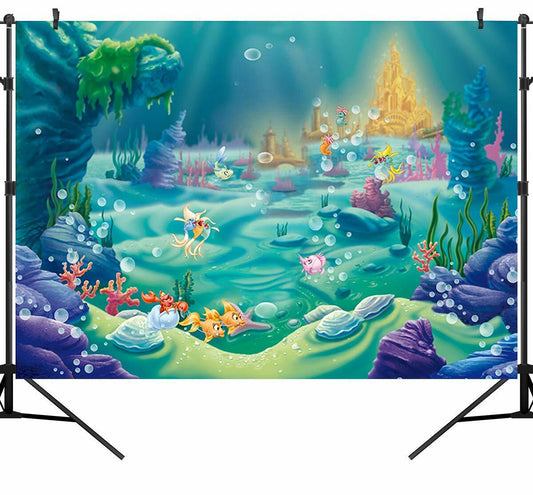 Sensfun Under The Sea Mermaid Backdrop Photography Blue 7x5ft