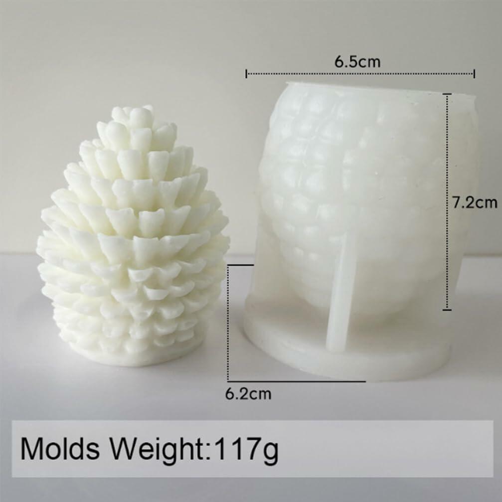 Christmas Pinecone Silicone Candle Mold 3D Xmas Resin Concrete DIY White 1pc
