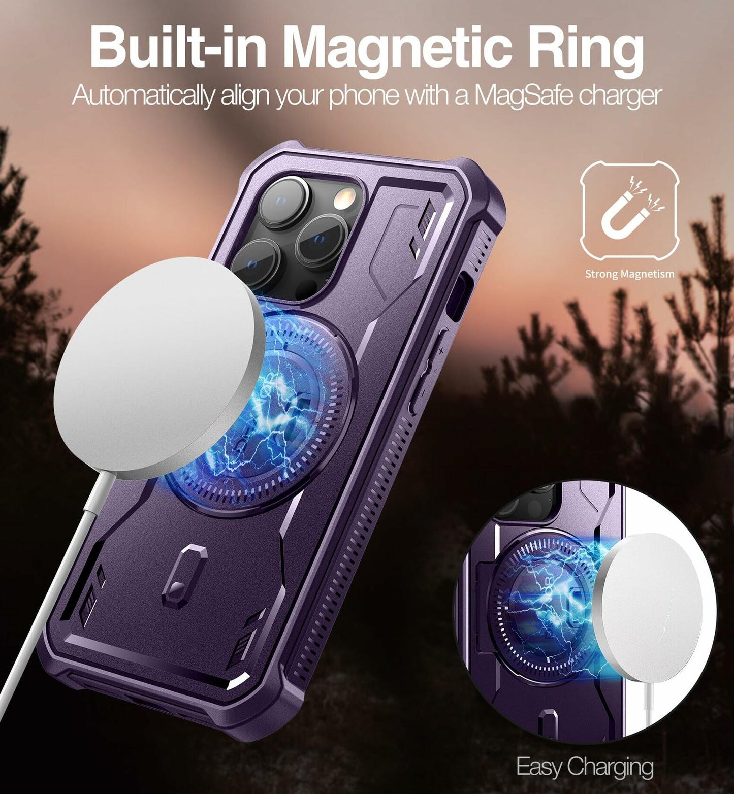Dexnor Magnetic Case iPhone 14 Pro 6.1" Full-Body Shockproof Purple