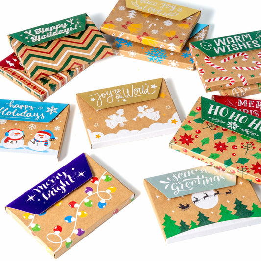 JOYIN 12PCS Gift Card Boxes Holder 3.75x2.5 Brown Kraft Paper Xmas