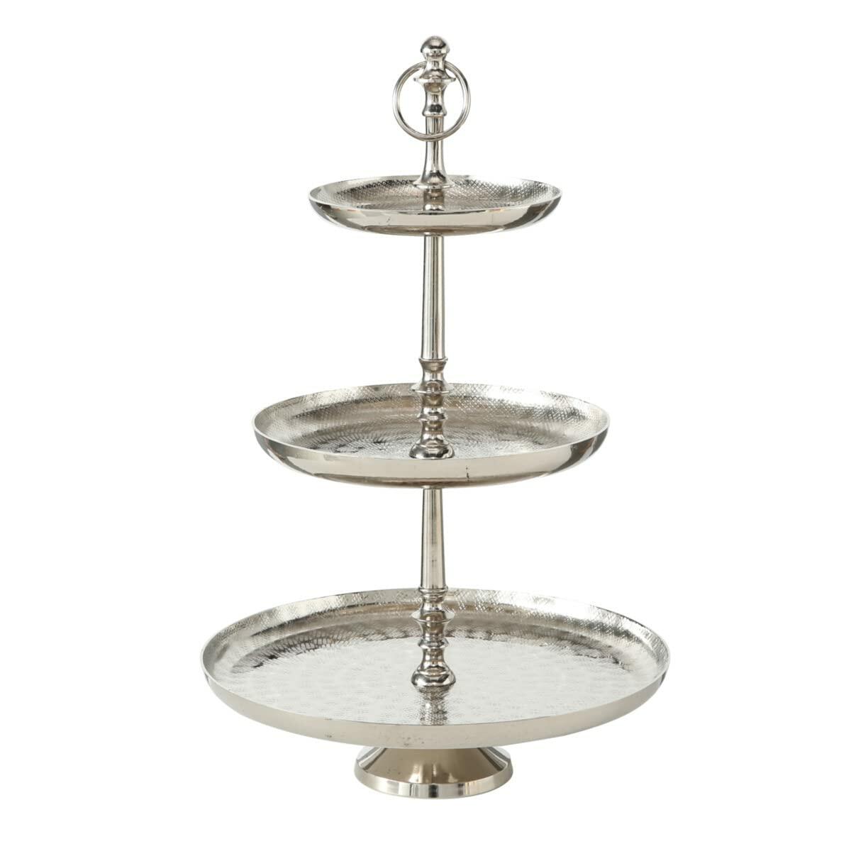 Boltze Detroit 3-Tier Metal Etagere 48cm Silver Vintage