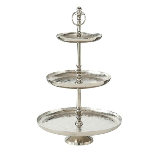 Boltze Detroit 3-Tier Metal Etagere 48cm Silver Vintage