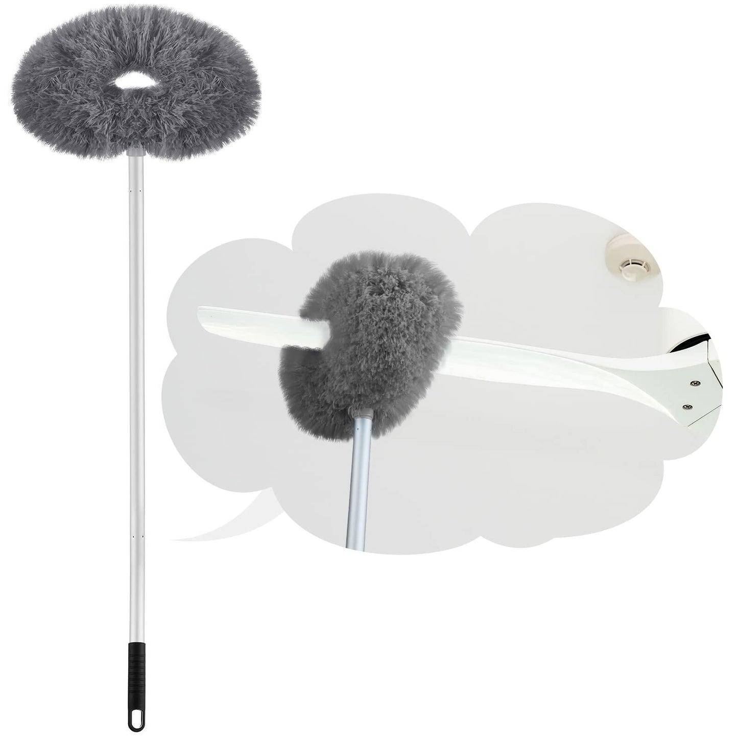 Hoolerry Ceiling Fan Cleaner Duster Microfiber Extendable Pole 13-49.7in Gray