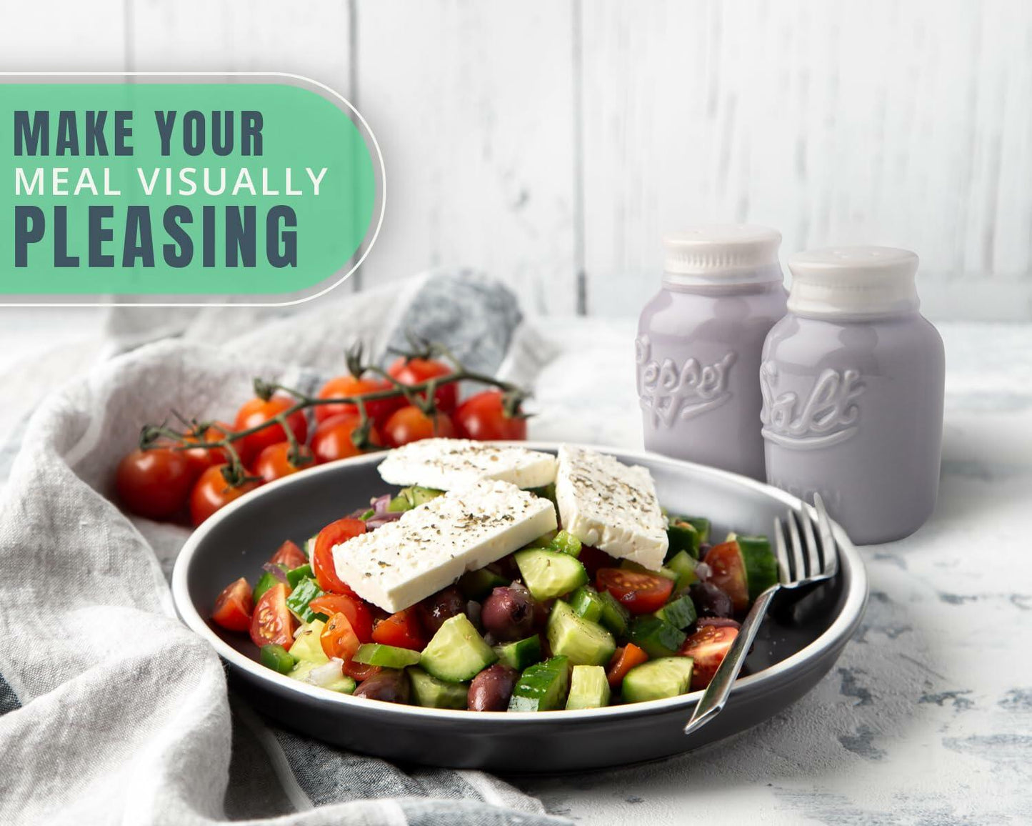 Comfify Vintage Mason Jar Salt & Pepper Shakers Ceramic Grey 3.5 oz