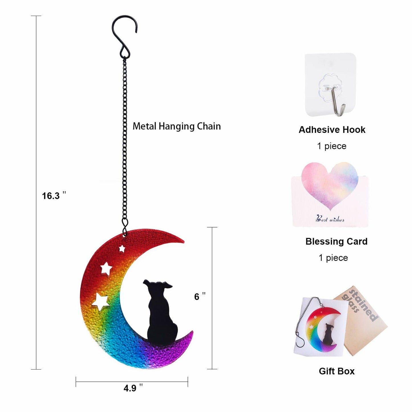 Dog Memorial Suncatcher Stained Glass Window Hanging Pet Sympathy Gift