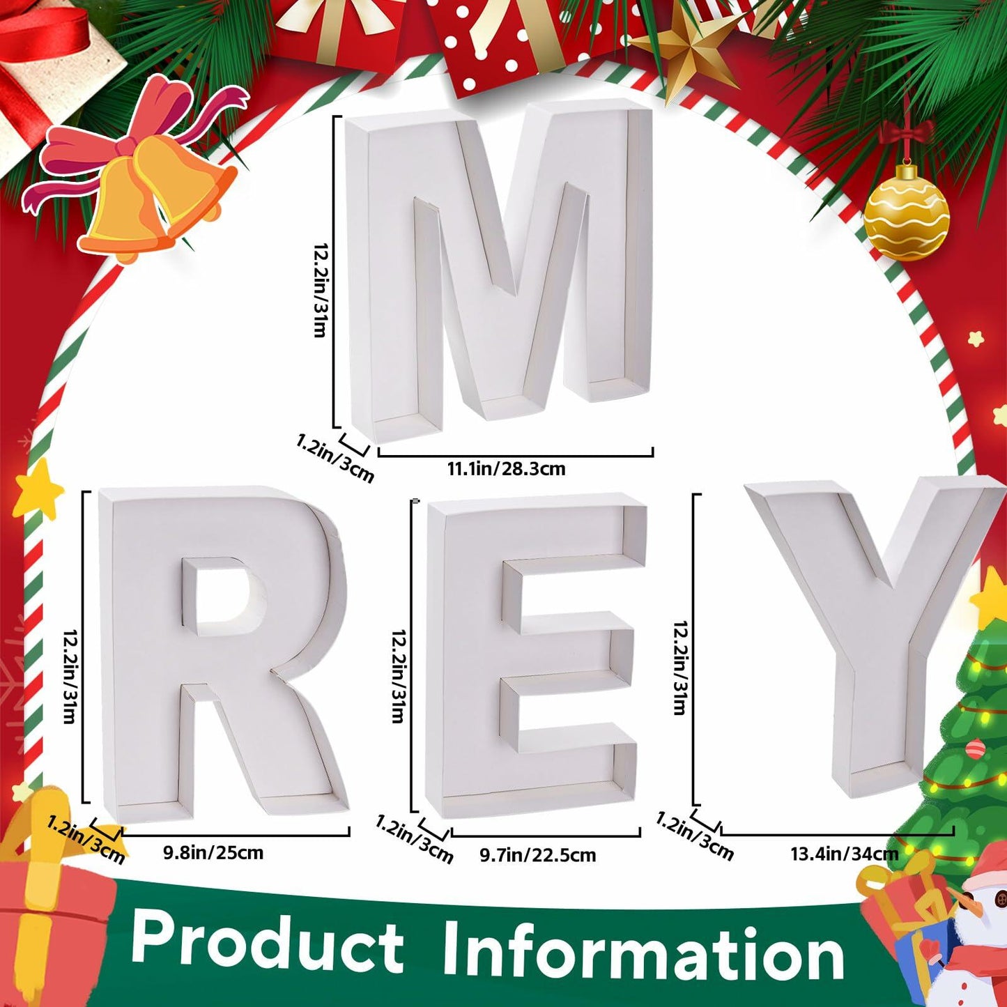 Merry Cardboard Letter Box 12'' Fillable Tray Charcuterie White