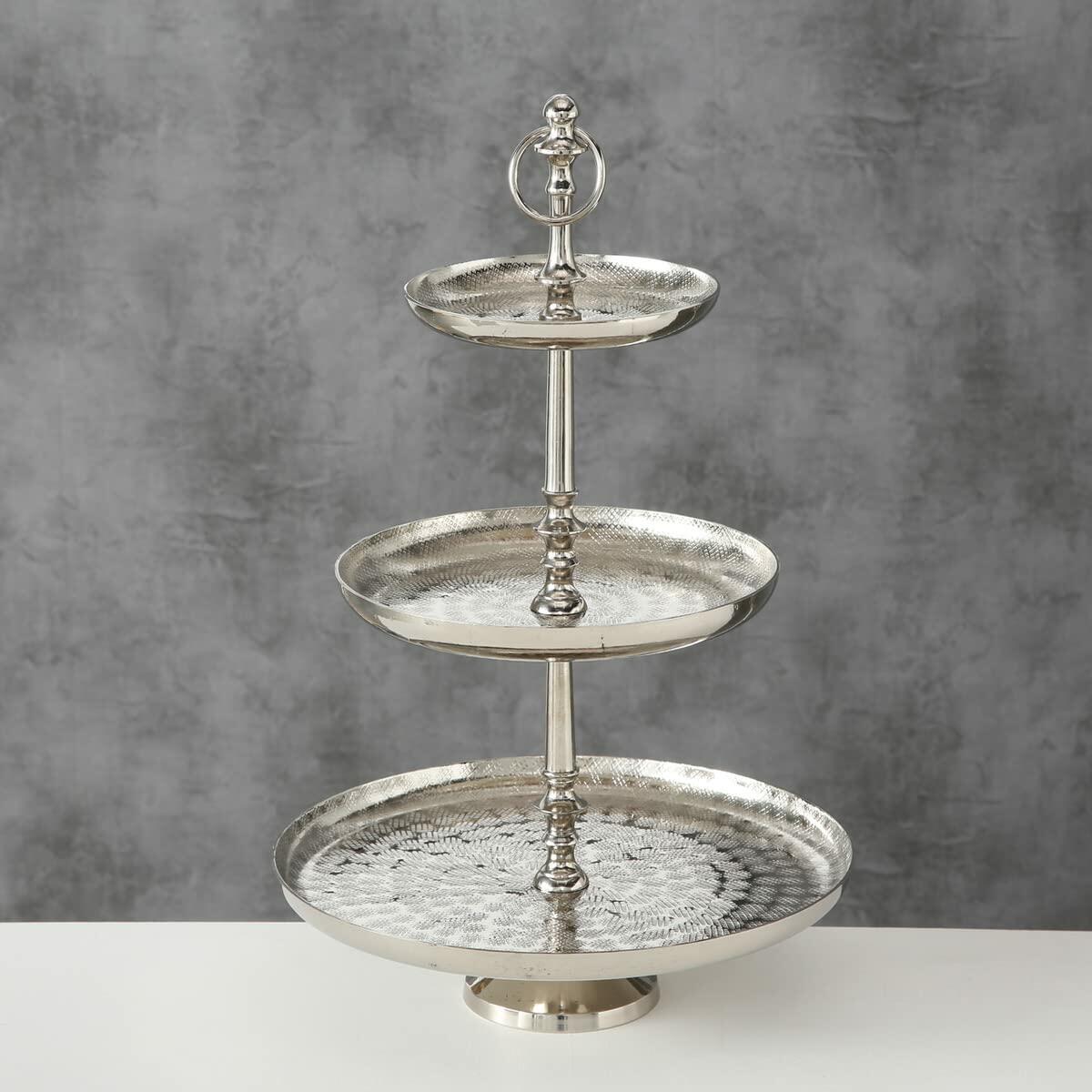 Boltze Detroit 3-Tier Metal Etagere 48cm Silver Vintage