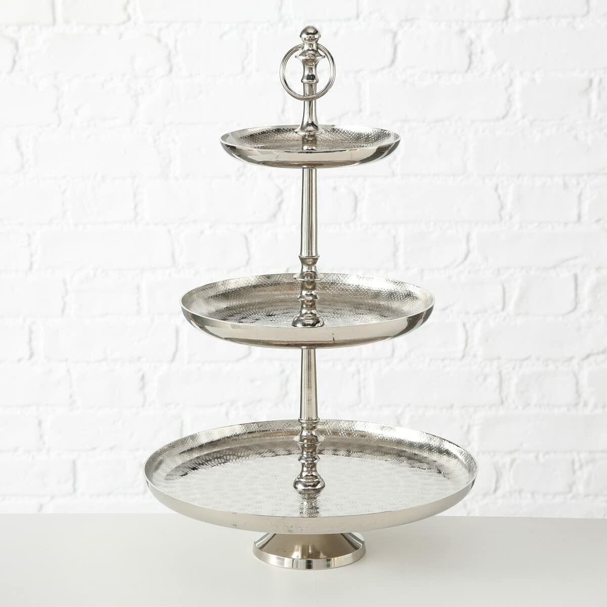 Boltze Detroit 3-Tier Metal Etagere 48cm Silver Vintage