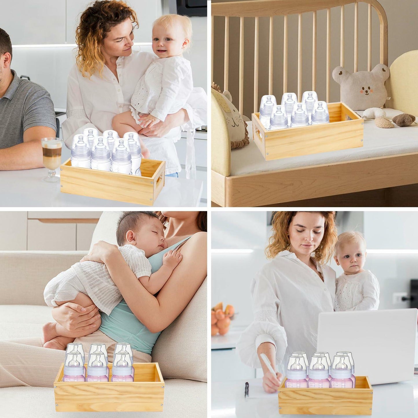 Ligne Collection Baby Bottle Nursery Food Organizer Bin Clear Handles