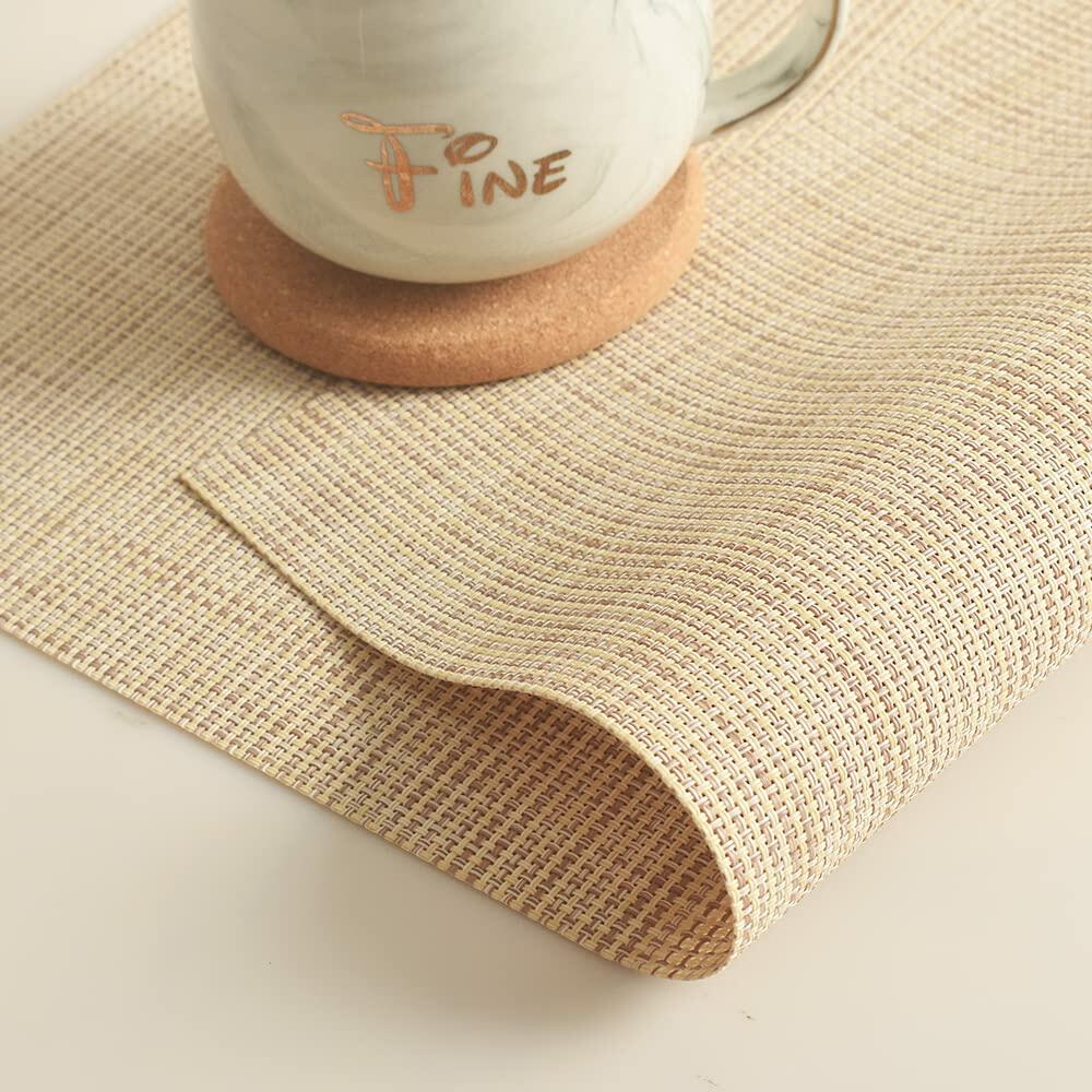 homEdge PVC Non-Slip Heat Resistant Placemats Set of 4 Beige