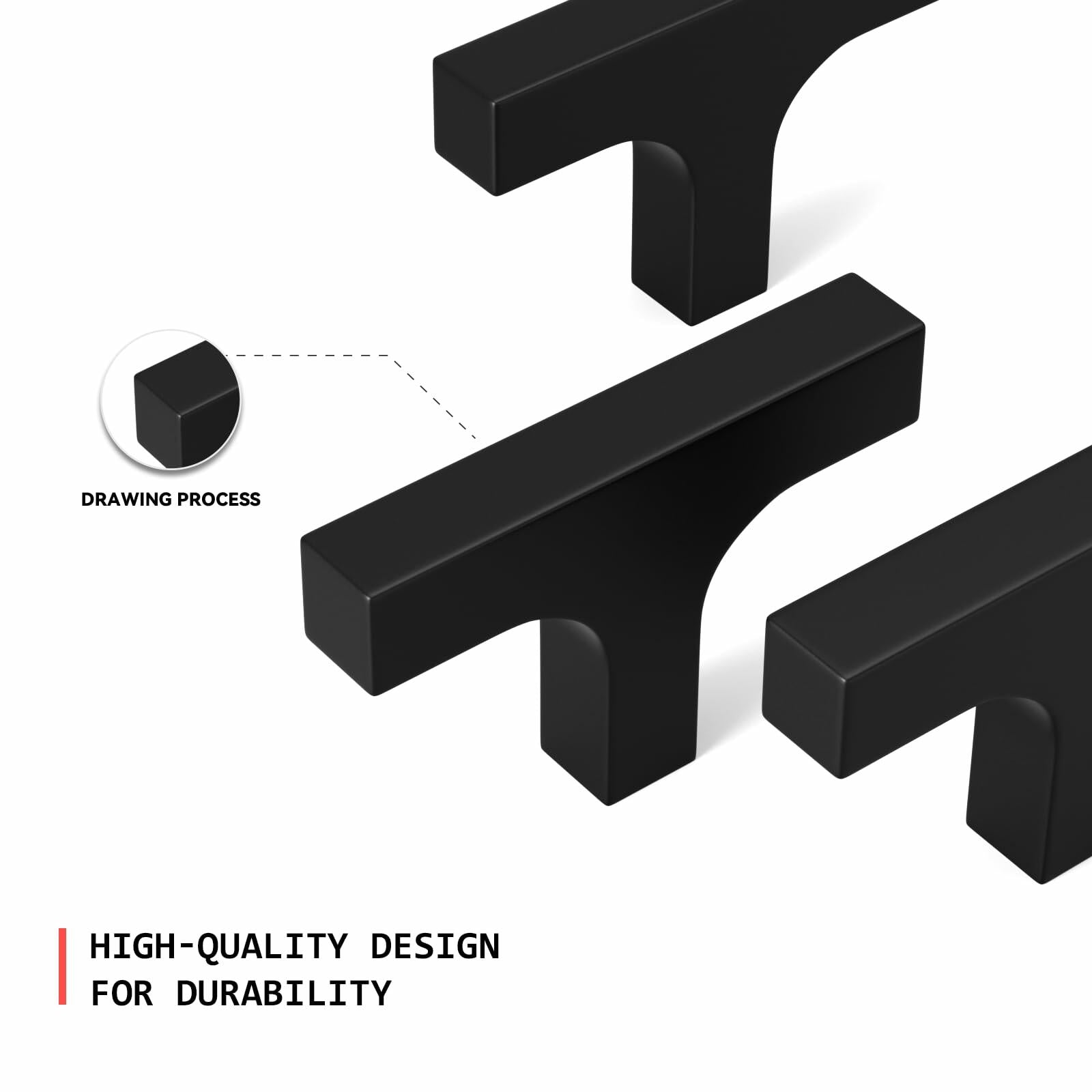 homdiy Matte Black T Bar Cabinet Knobs Kitchen Drawer 10 Pack