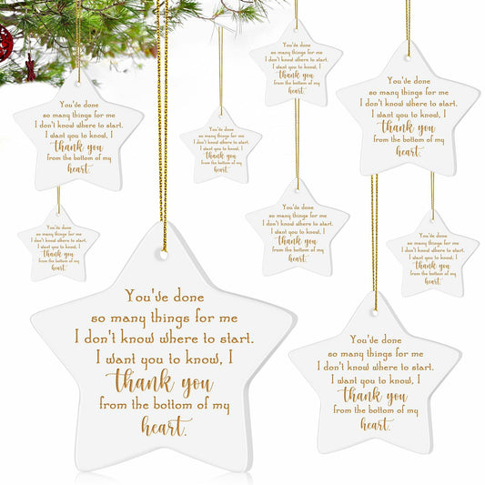 Sieral 10 Pcs Christmas Ceramic Star Ornaments Hanging Plaques Bulk Gift