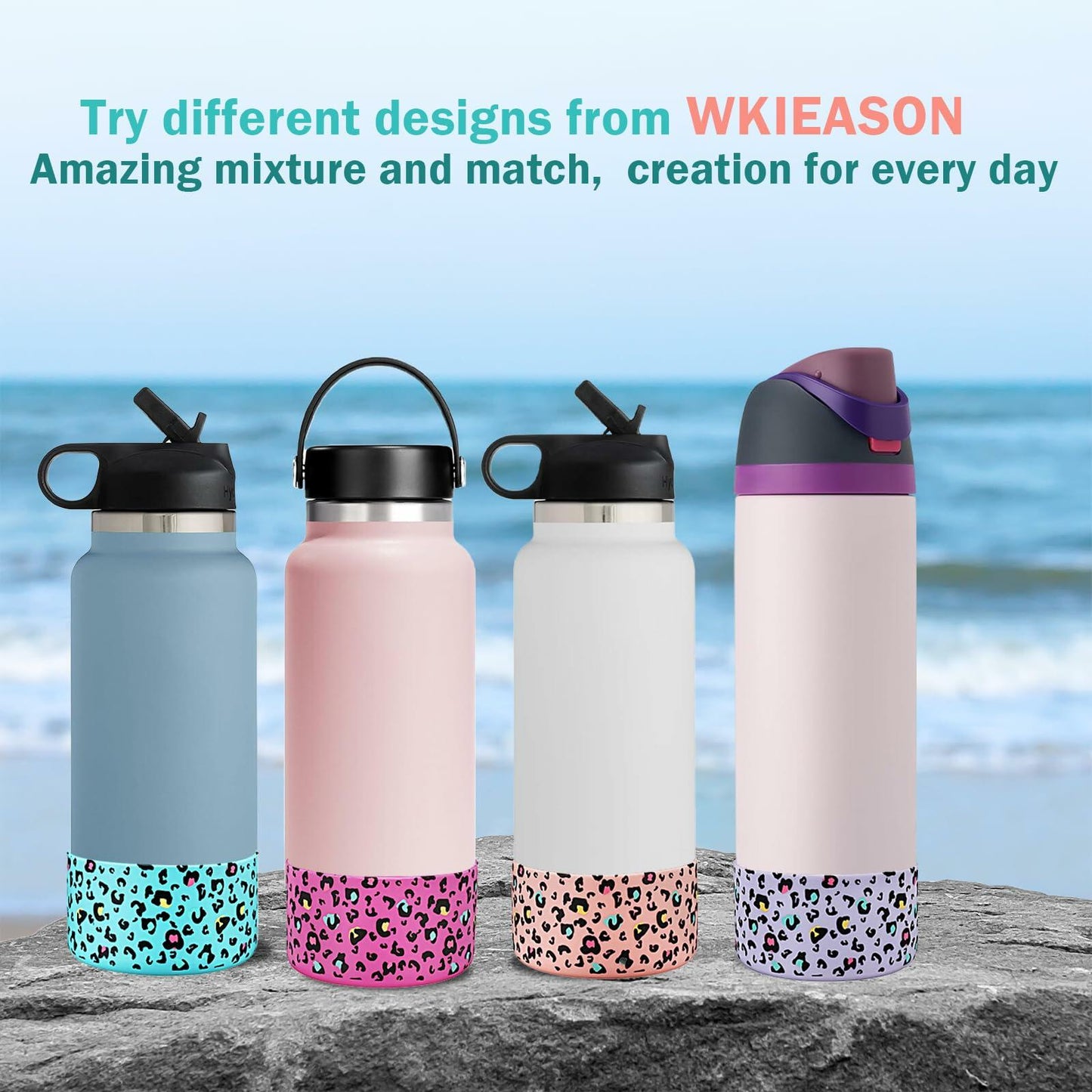 WK IEASON Silicone Base Boot for Hydro Flask 32OZ 40OZ Wide Mouth Black