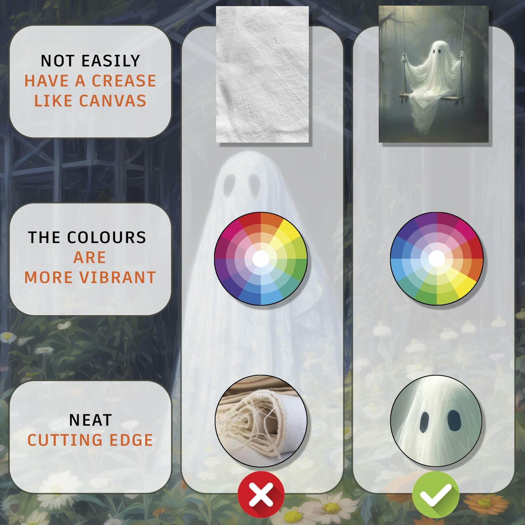 HD WOOD CRAFT Halloween Ghost Wall Art Prints Vintage Posters Unframed