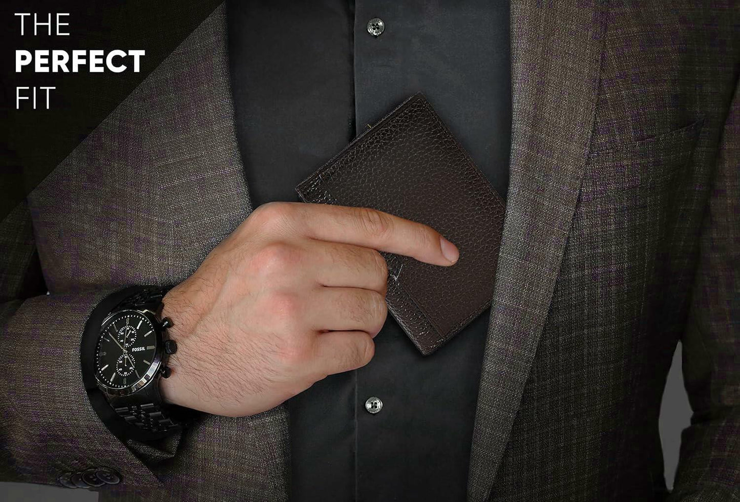 Decrum DISC Real Leather RFID Card Holder Men Brown Slim Minimalist