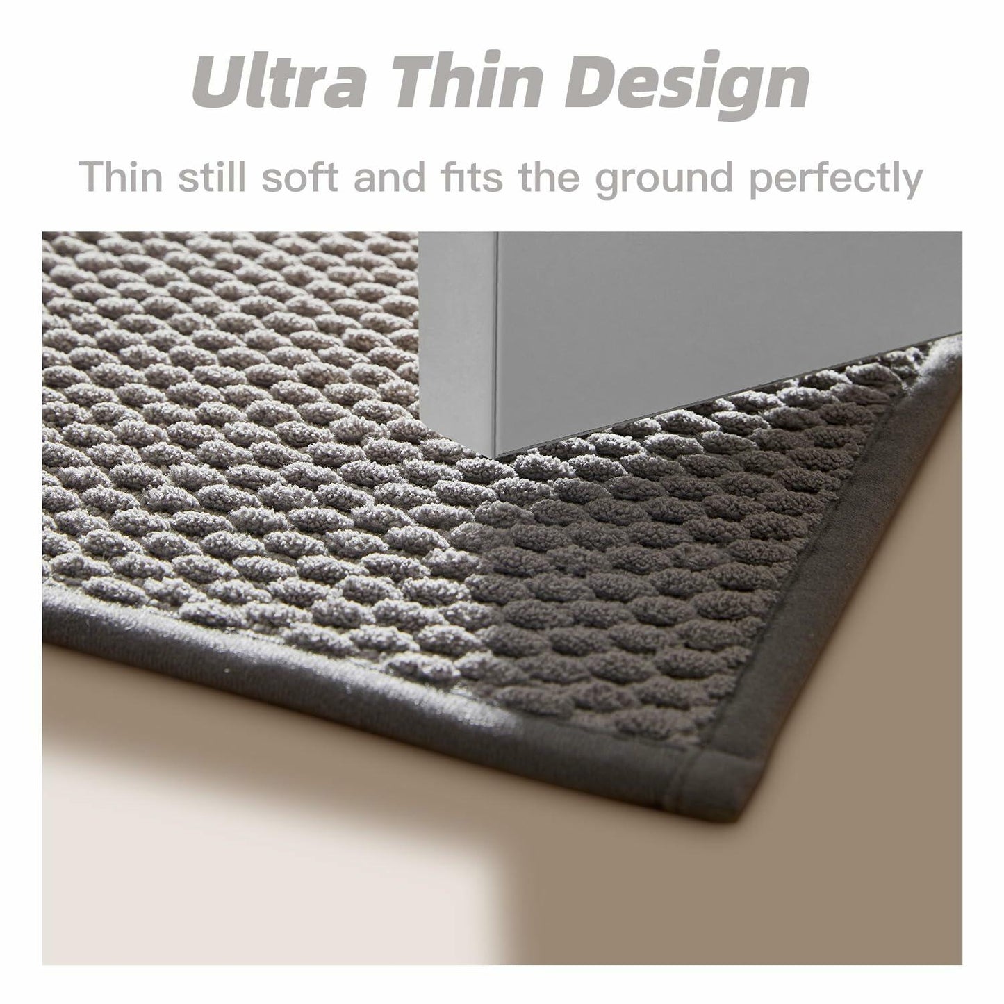 BULULOM Chenille Bathroom Rug Non Slip Absorbent Quick Dry 20x30 Light Grey