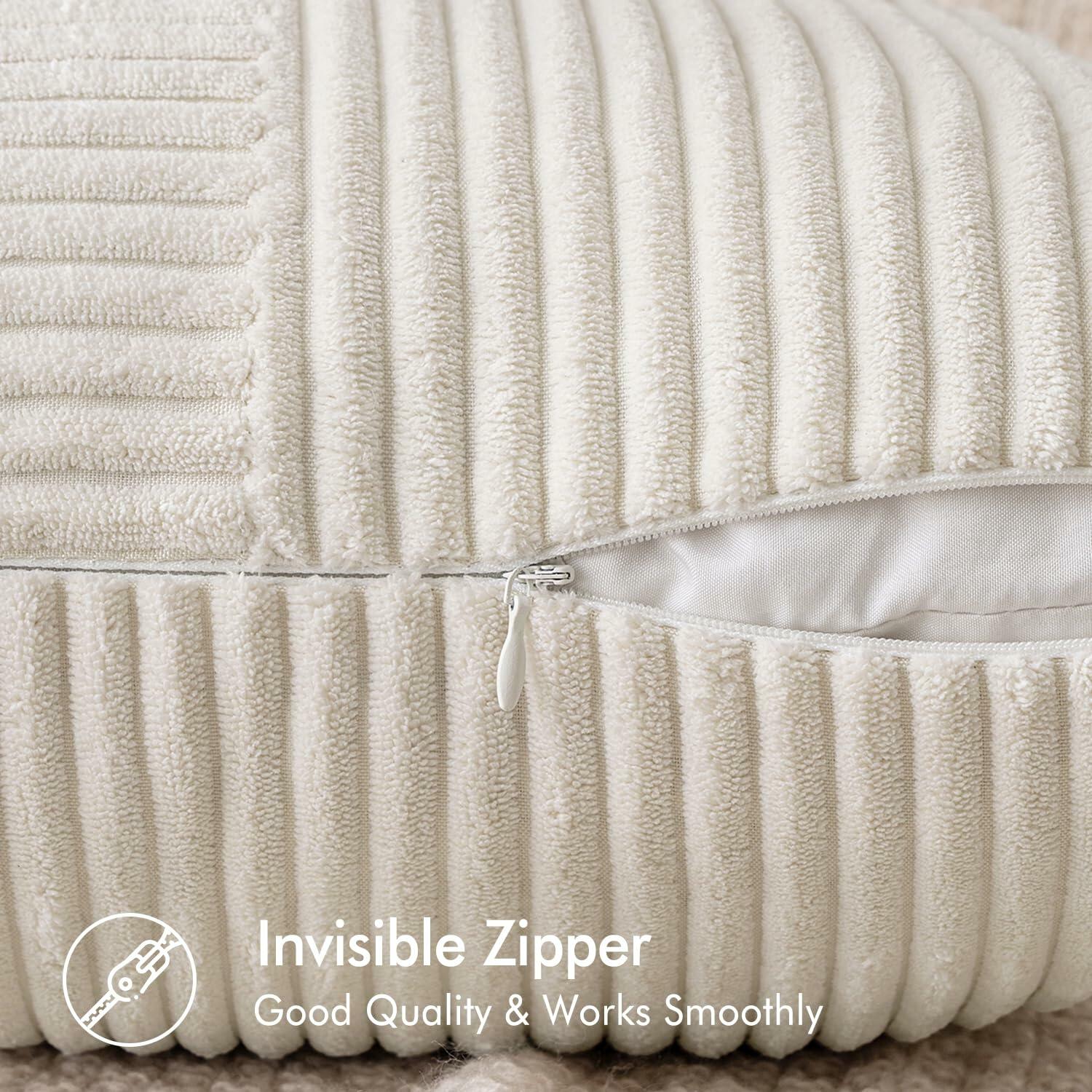 EMEMA Corduroy Boho Throw Pillow Covers 16x16 Olive Green Pack of 2