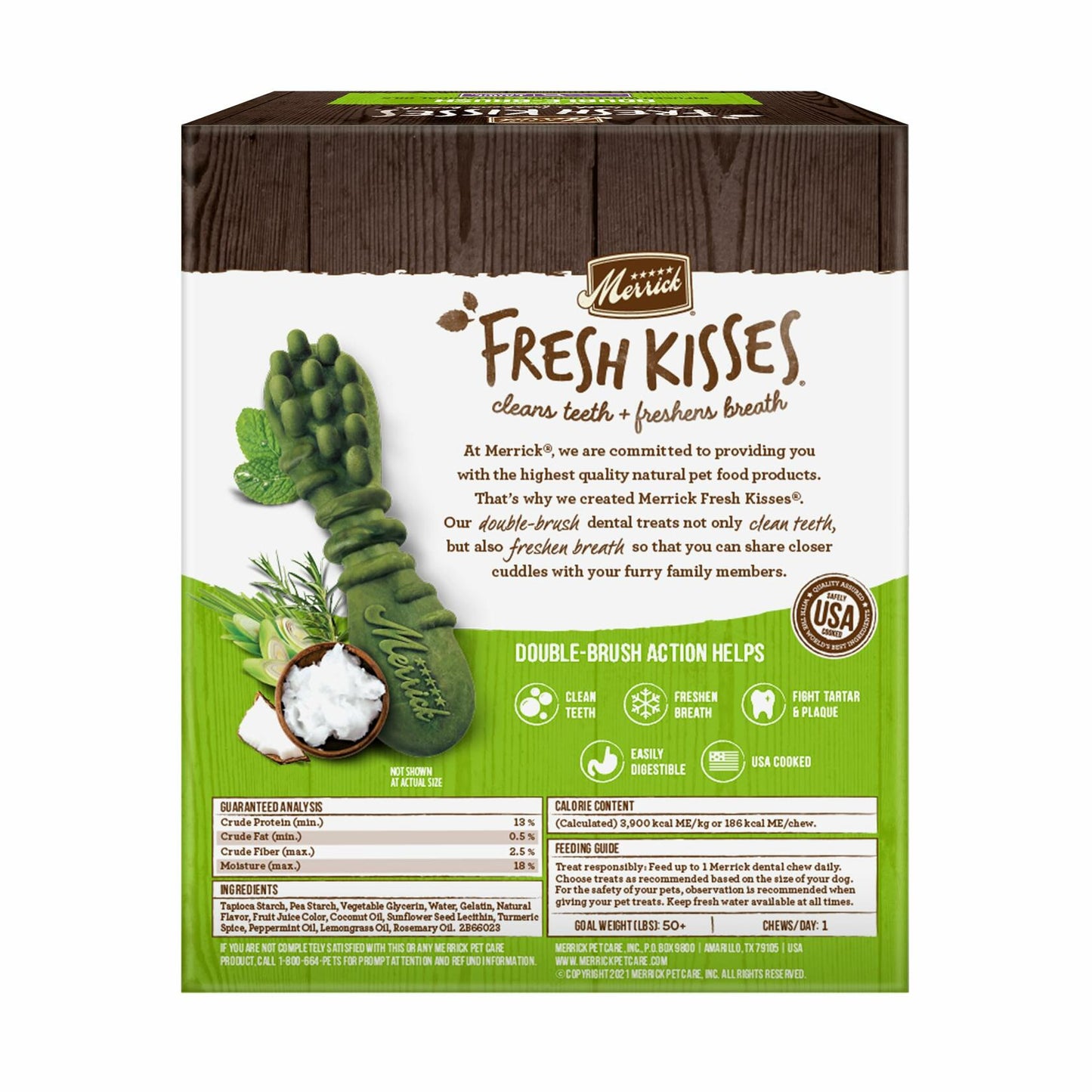 BB06/25 Merrick Fresh Kisses Dental Chews Coconut Botanical Oils 16 ct Large